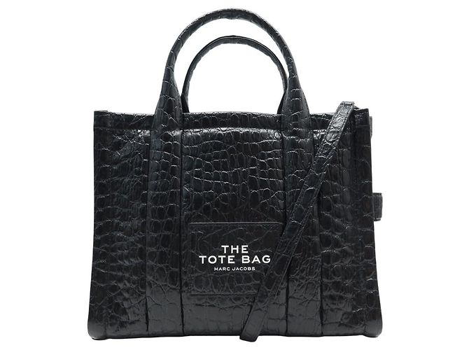 NOVA BOLSA MARC JACOBS THE MEDIUM TOTE BAG COURO CROCO ALÇA DE OMBRO Preto