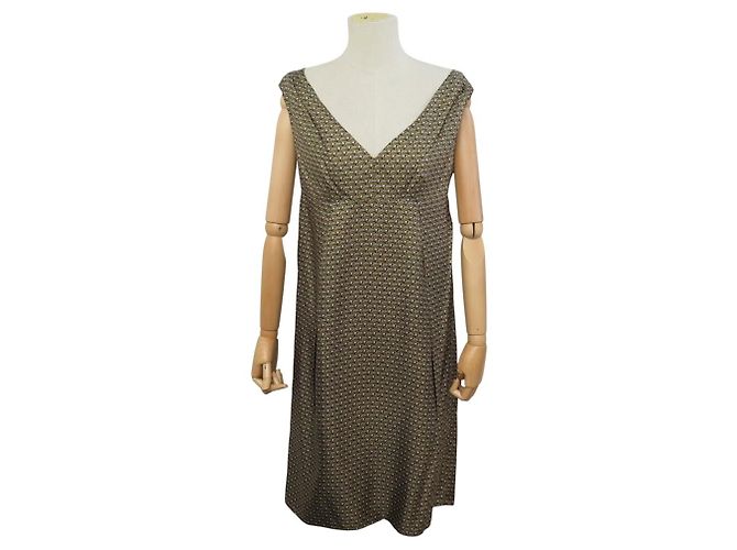 Etiquette NEUES PRADA P32M2 L 42 IT 38 40 FR M SEIDENKLEID OLIVENGRÜN