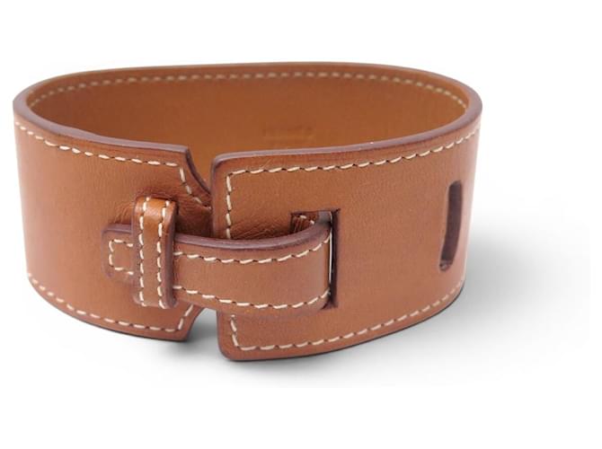 Hermès NEUES HERMES DE FORCE ARMBAND AUS BARENIA LEDER T18 20 MANCHETTE CUFF BANGLE Braun 