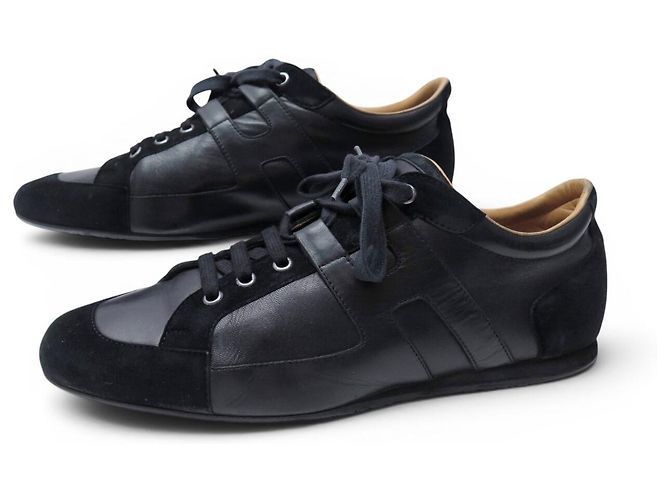 Hermès SNEAKERS HERMES TIE BREAK 43 IN PELLE E CAMOSCIO NERO