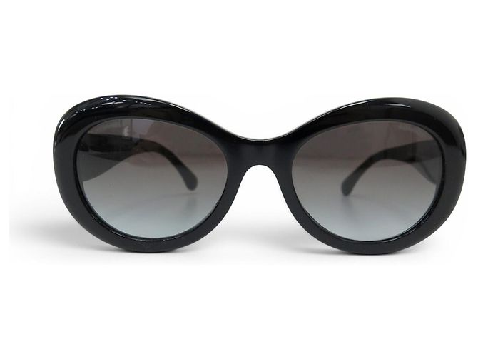 GAFAS DE SOL CHANEL OVALADAS LOGO CC 5469-B PLÁSTICO NEGRO