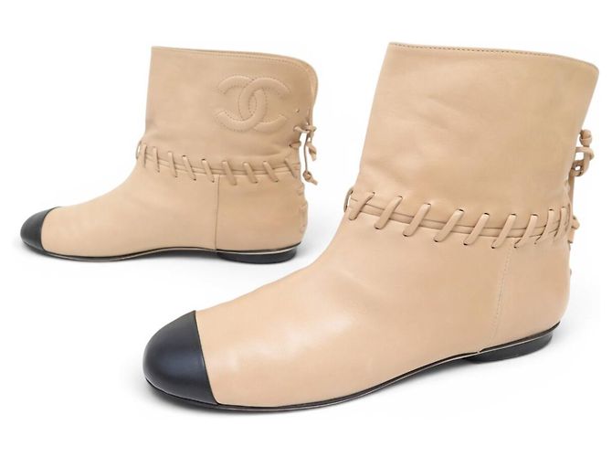 BOTAS CHANEL RUNWAY LOGO CC G27541 40 CUERO BICOLOR