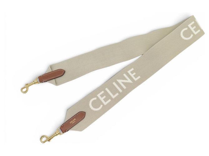 Céline NEW CELINE LOGO JACQUARD SHOULDER STRAP 49S01 2AEP-03BW 107 CM LONG STRAP Beige