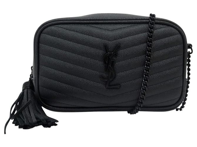 Yves Saint Laurent NOVA BOLSA SAINT LAURENT MINI LOU CAMERA 612579 COURO CHEVRON Preto