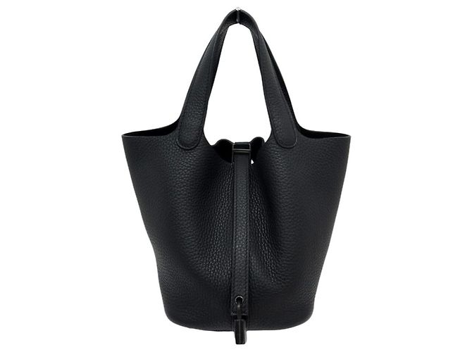 Hermès NOVA BOLSA HERMES PICOTIN 18 SO PRETA EM COURO TAURILLON CLEMENCE TOTE