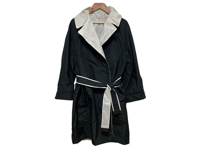 Max Mara THE CUBE Wool Reversible Coat Black Eggshell