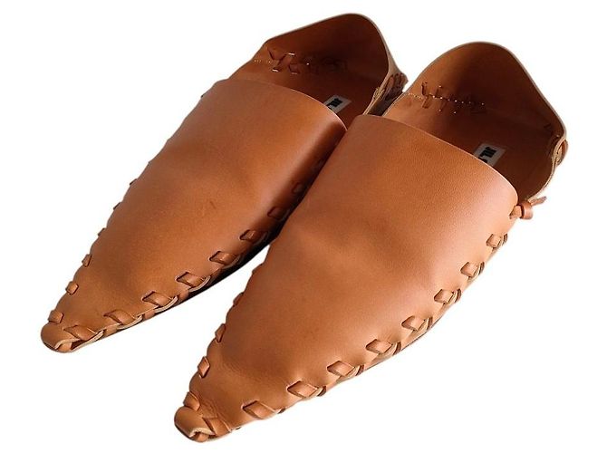 Mocasines planos de cuero Jil Sander Bronce Camello