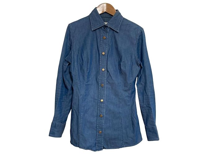 Autre Marque Bagutta Chambray-Hemd Blau
