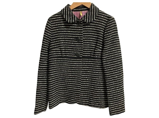 Autre Marque Giacca Leur Logette Border in Tweed Nero