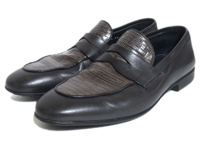 Autre Marque Mocassin en cuir Moreschi Marron Gris anthracite
