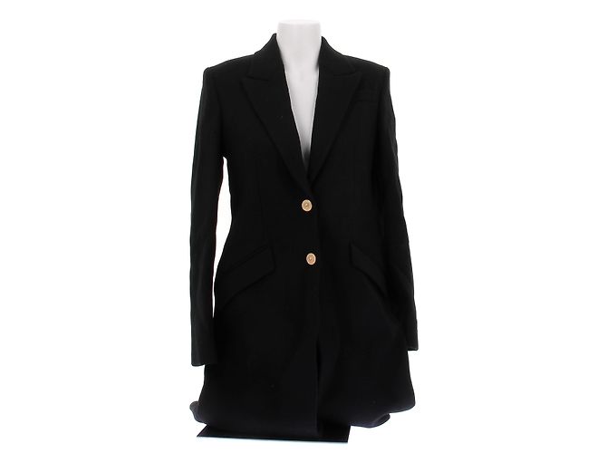 Versace Black Wool Mid-Length Coat