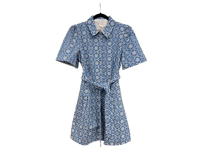 Vestido Gemini Sézane en algodón bordado azul