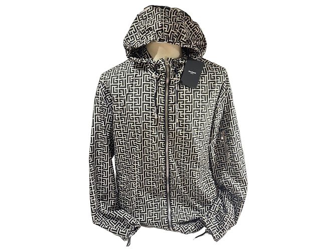 Balmain monogram jacket Black White