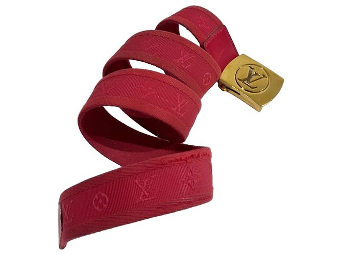 Cinturón Louis Vuitton de tela rosa Dorado