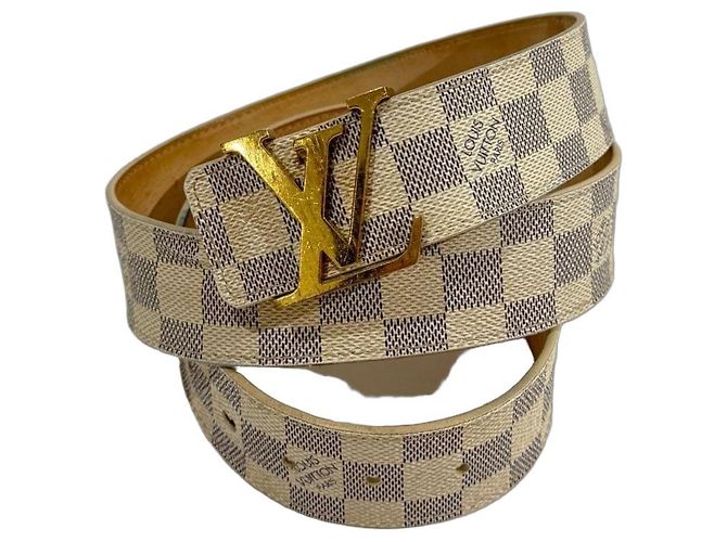 Cinto Louis Vuitton Damier Azur Bege