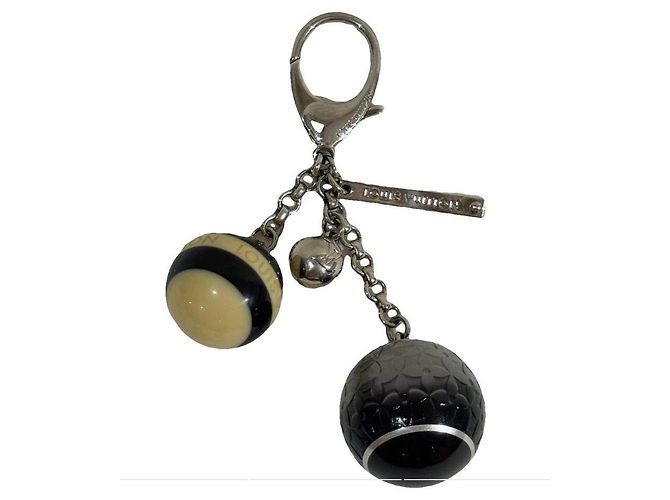 Chaveiro Louis Vuitton Bolas Listradas e Monogramadas Preto Branco Multicor