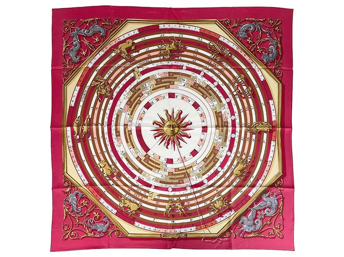 Hermès Sciarpa Hermes Carre 90 Dies et Hore Rosa Multicolore