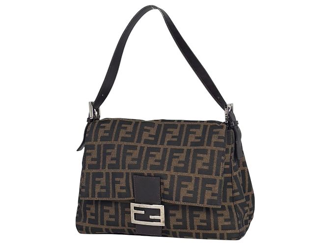 Bolsa de Ombro Fendi Zucca Pattern Marrom
