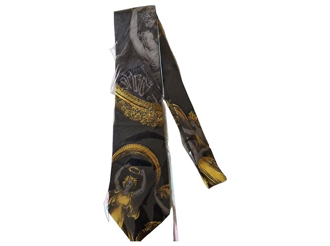 Cravatta in seta Gianni Versace Nero D'oro Grigio