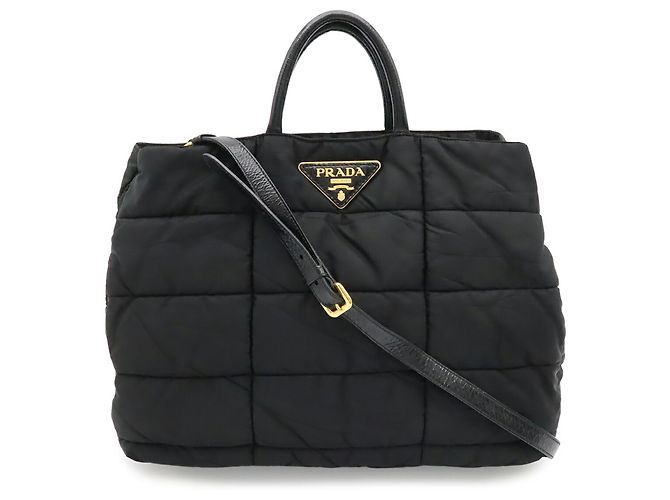 Prada Triangle Tote Bag Black White