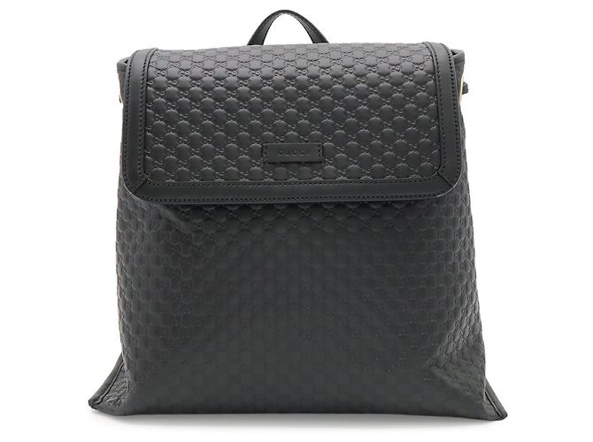 Mochila GUCCI Microguccissima em couro preto