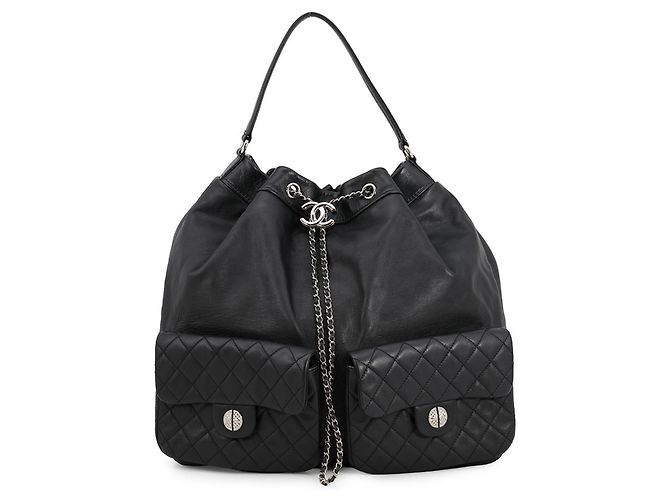 Chanel Matelassé Black Lambskin Backpack