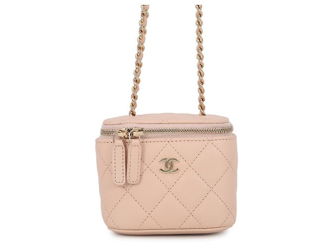 Chanel Matelassé Mini Vanity Case Beige