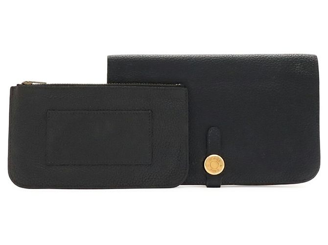 Hermès HERMES Dogon Duo GM Bi-fold Long Wallet Black