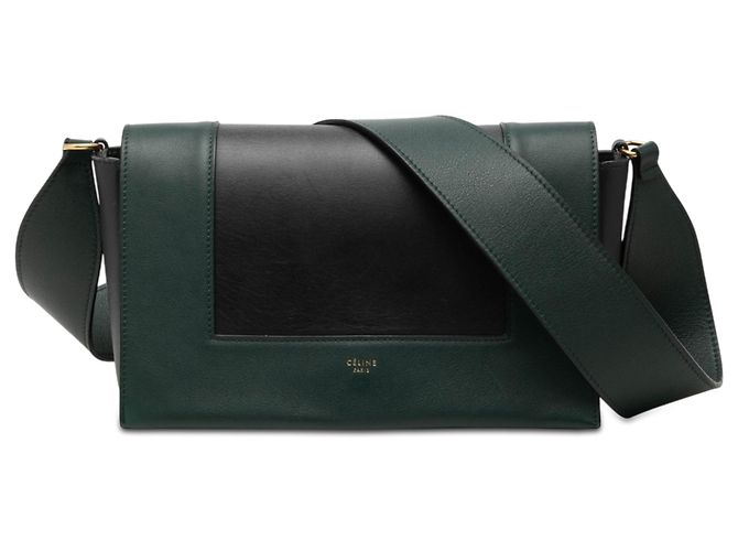 Céline Bolsa de ombro Celine Green Medium Shiny Smooth Calfskin Frame Verde Verde escuro