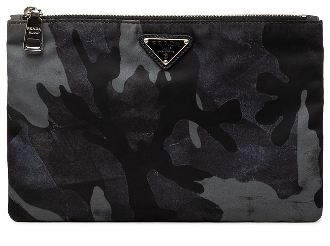 Clutch Prada Blue Tessuto Camouflage