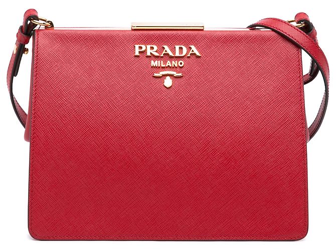 Borsa a tracolla Prada Red Saffiano and City Calf Light Frame Rosso