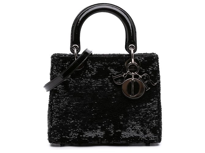 Dior Lady Dior Pailletten Schwarz Medium