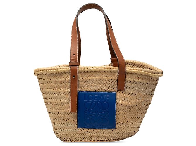 LOEWE Beige Medium Raffia Anagram Basket Tote