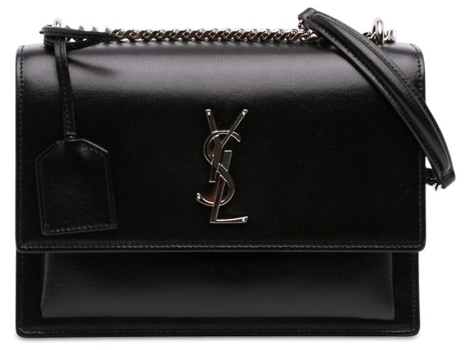 Saint Laurent Bolsa transversal Monogram Sunset em couro de bezerro preto, tamanho Medium