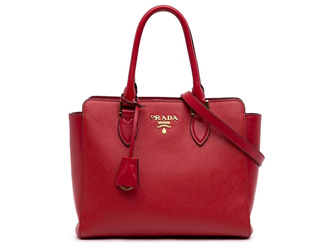 Sacote conversível Prada Red em Saffiano com acabamento em couro de vitelo macio Vermelho