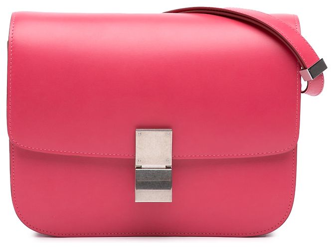 Céline Celine Borsa Classic Box in pelle di vitello rosa, misura Medium