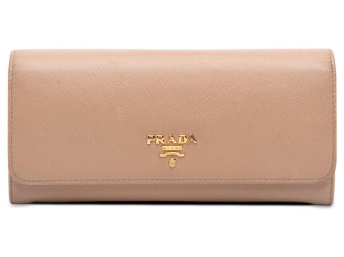 Prada Beige Saffiano Continental Flap Wallet