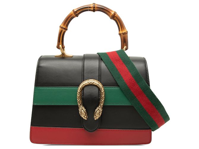 Borsa Dionysus in pelle Web e bambù nero, misura Medium di Gucci