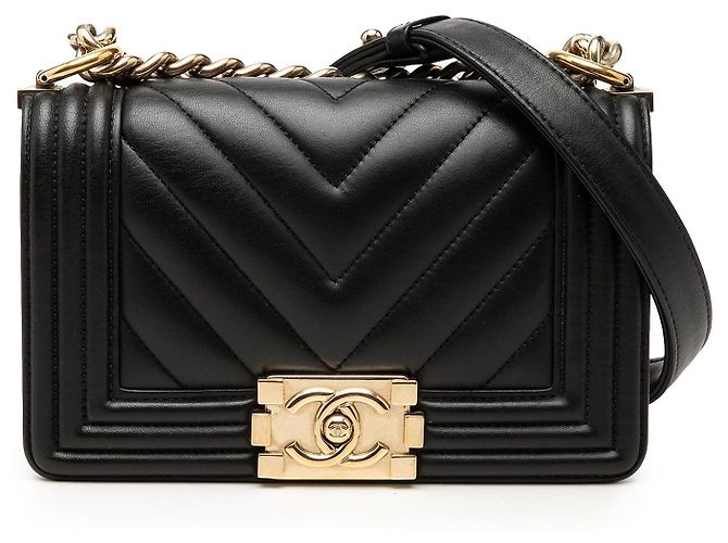 Chanel Black Small Chevron Lambskin Boy Flap Noir