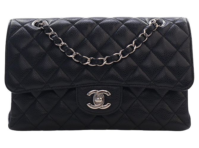 Chanel Black Small Classic Caviar Double Flap Noir