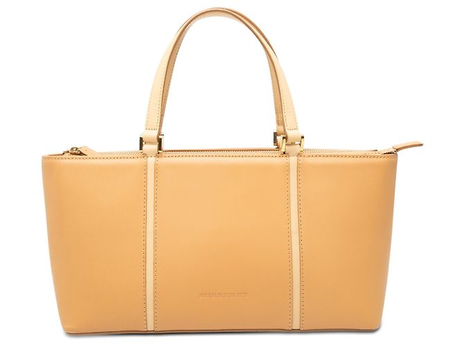 Tote de couro marrom Burberry Caramelo