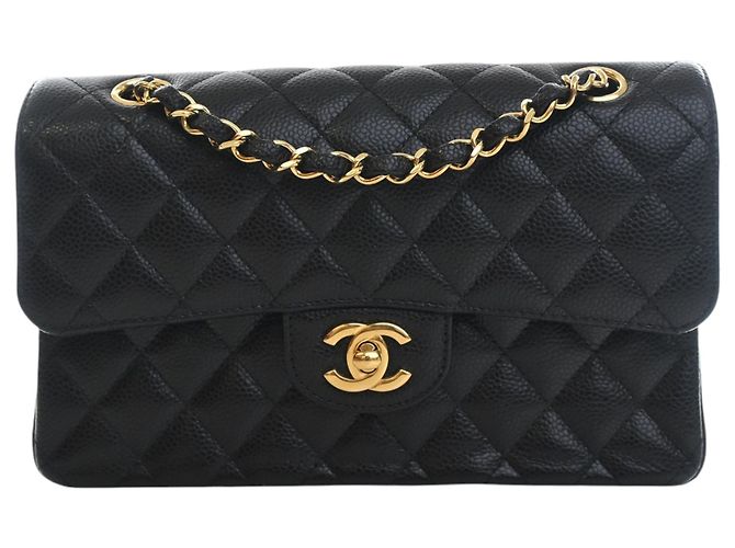Chanel Black Small Classic Caviar Double Flap Noir