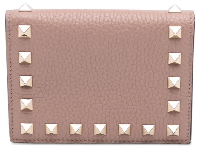 Valentino Pink Leather Rockstud Compact Wallet