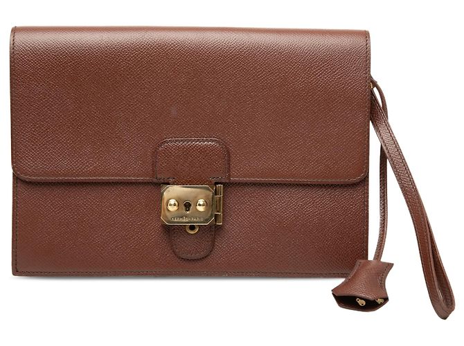 Pochette Clutch Hermès Brown Courchevel Jet