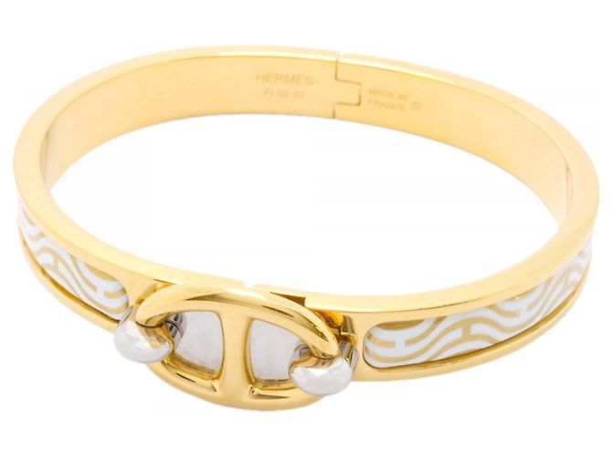 Hermès Hermes Chaine d'Ancre Mini Click Bangle Blanc Doré