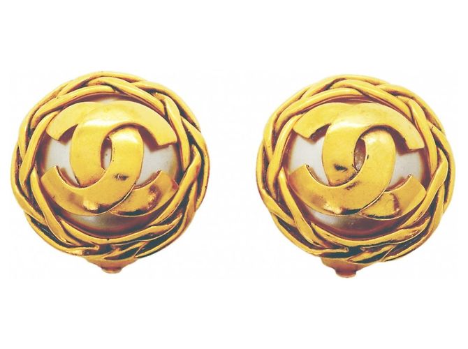 Orecchini a clip dorati Chanel con logo Coco D'oro