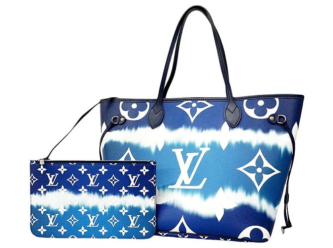 Borsa Tote Louis Vuitton LV Escale Neverfull MM Blu