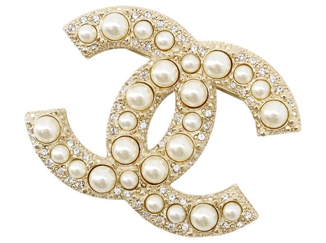 Spilla Chanel con strass D'oro