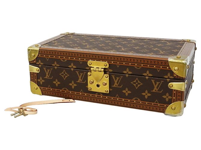 Louis Vuitton Monogram Watch Case Brown Navy blue