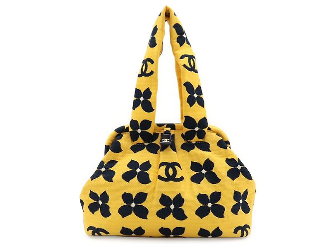 Bolsa Chanel Coco Mark Flower Preto Amarelo